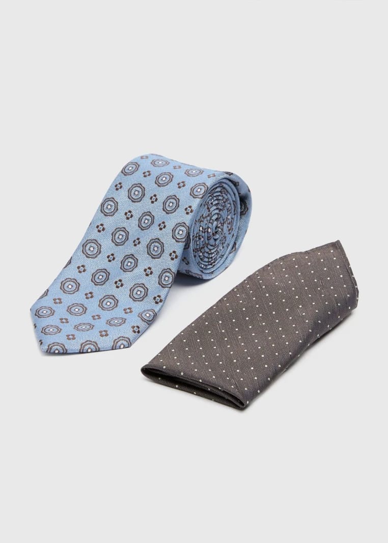 Taylor & Wright Geometric Textured 2 Ties Set - Blue - One Size