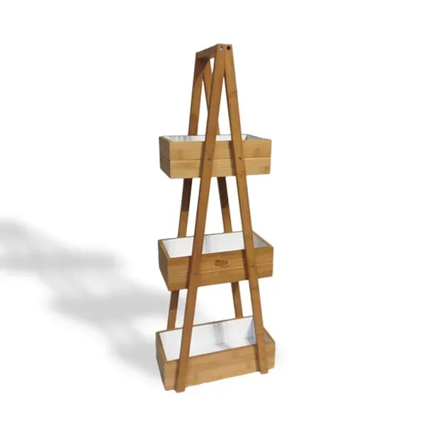 Nova Home - Corner Shelf Unit 'Carroza', Bamboo, 3 Shelves - Beige