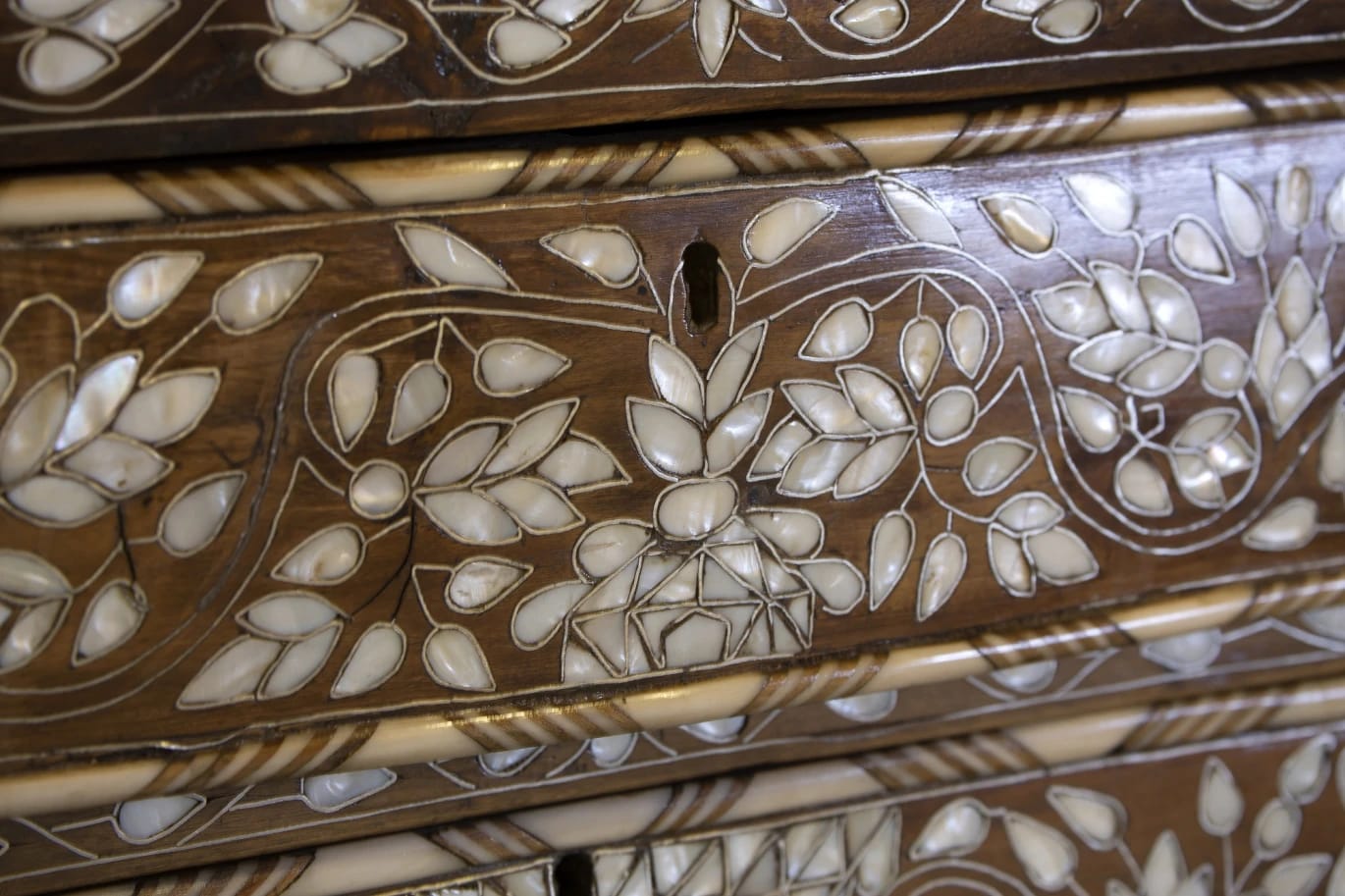 Wood and Mother of Pearl Chest of Drawers