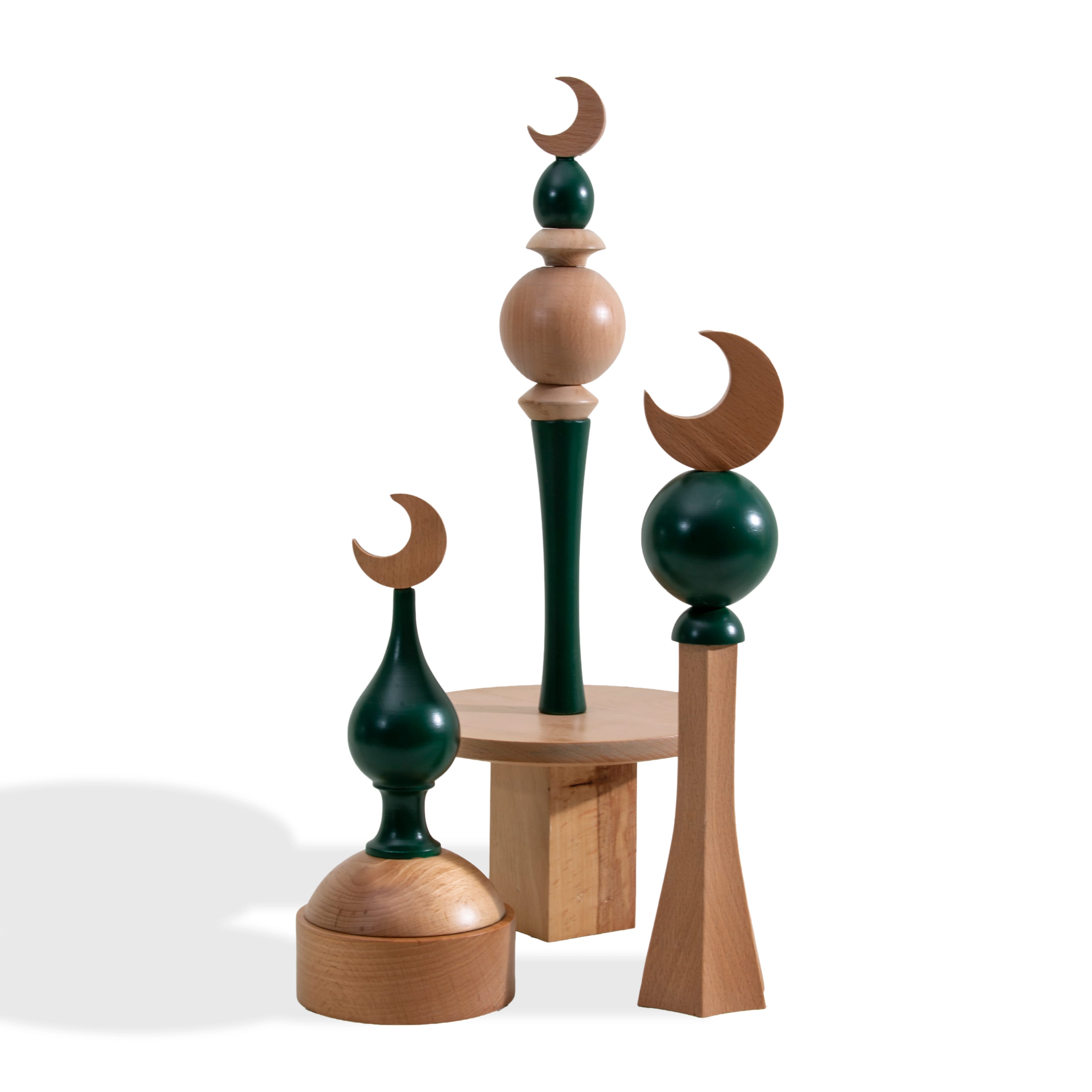 ديكور مئذنة رفيق من مجموعة القوس في خشب الغابة متوسط (12x12x43 سم)