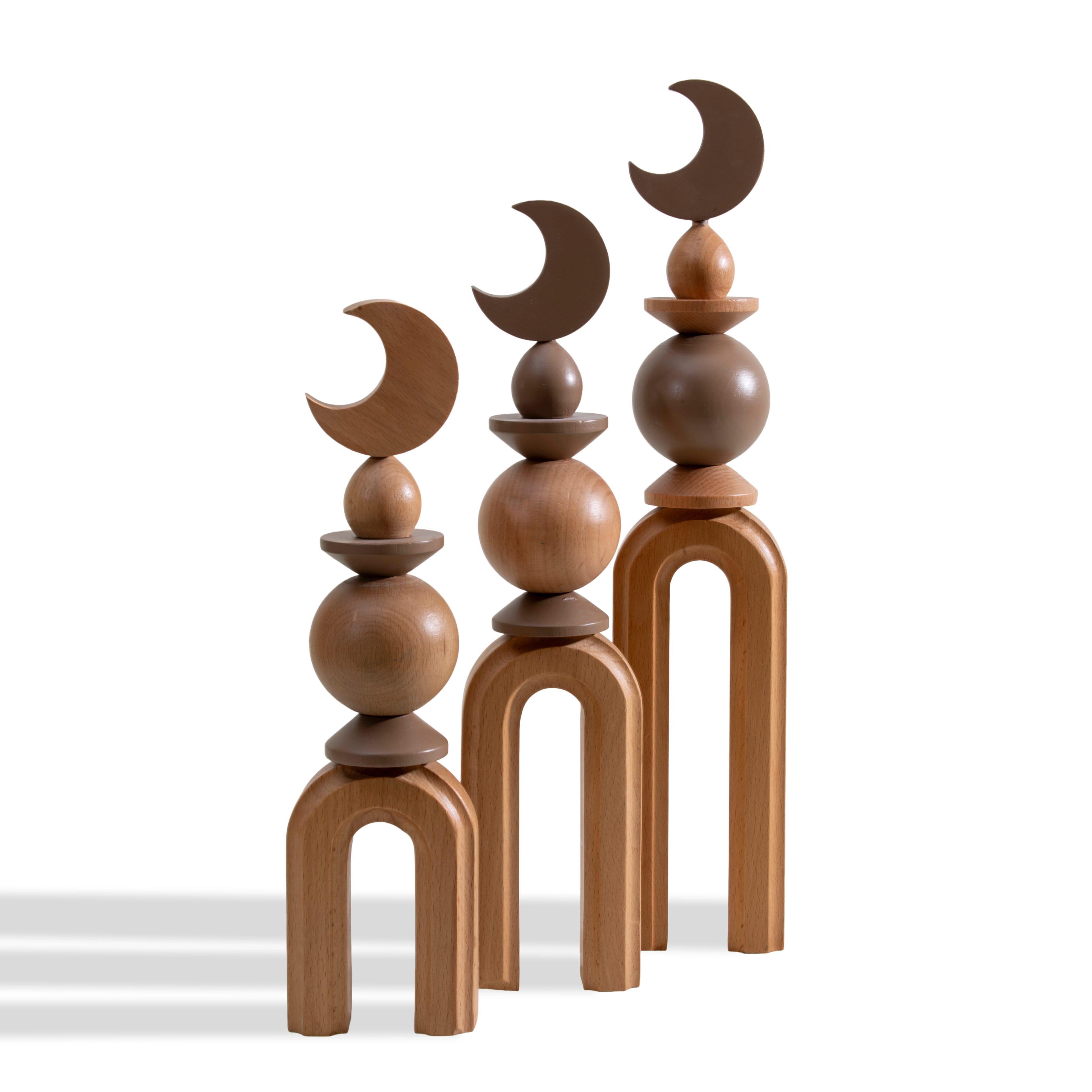 مجموعة مآذن رفيق بخشب الكمأ كبيرة (13x13x47 سم)