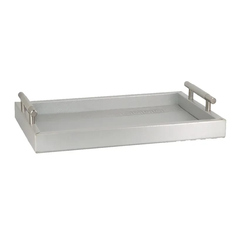 Nova Home 'Versace' Rectangular Leather Serving Tray - Large - Silver