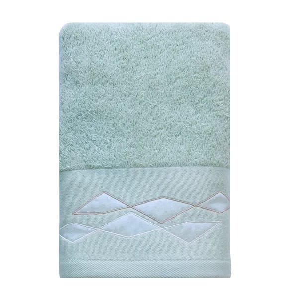 Nova Home 'Celine' Towels with Satin Shimmer Details - 100% Cotton - Green