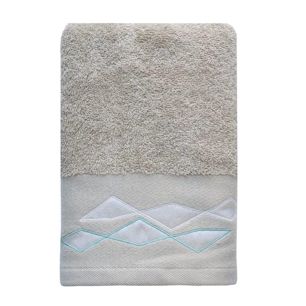 Nova Home 'Celine' Towel with Shiny Satin Details - 100% Cotton - Beige