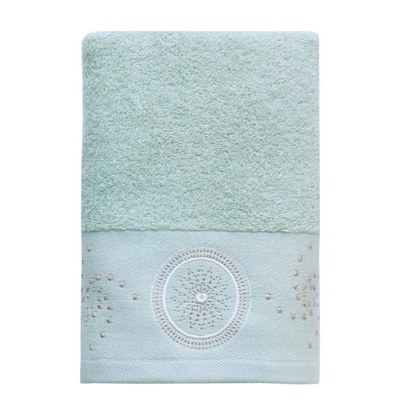 Nova Home 'Handan' Embroidered Towel - 100% Cotton - Green
