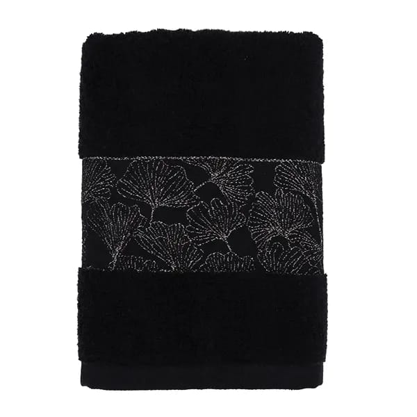 Nova Home Utopia Towel with Shiny Details - 100% Cotton - Black & Silver
