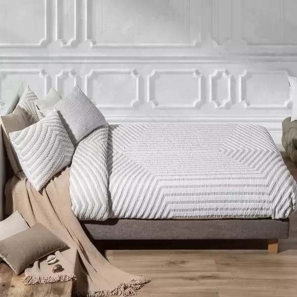 مينترولLinji Chic لحاف جاكار بنمط هندسي - مجوز & مجوز كبير - بيج