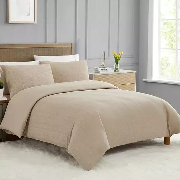 Nova Home "Simply" Duvet Set with Distinctive Fabric - Beige (Available in Various Sizes)