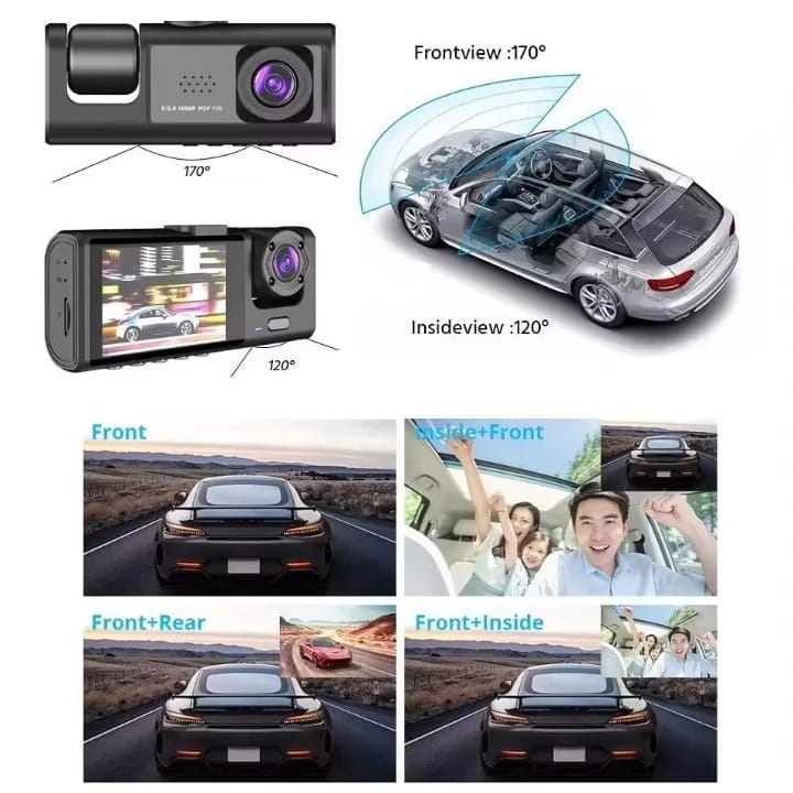 Dash Cam with 3 Cameras
