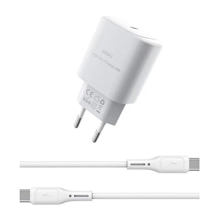 WiWU Essen 30W GaN Fast Charger + Cable Combo Wi-G008 EU Plug + C-C Cable