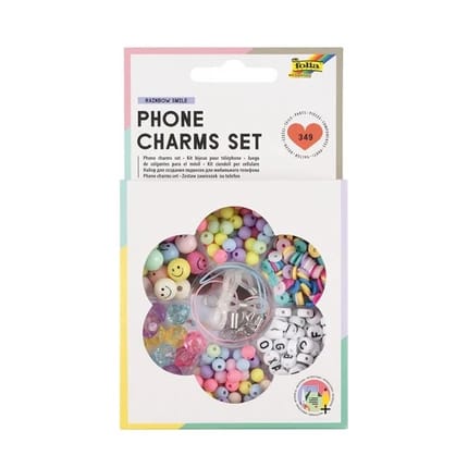 Folia Phone Charms Set with Rainbow Smile Beads