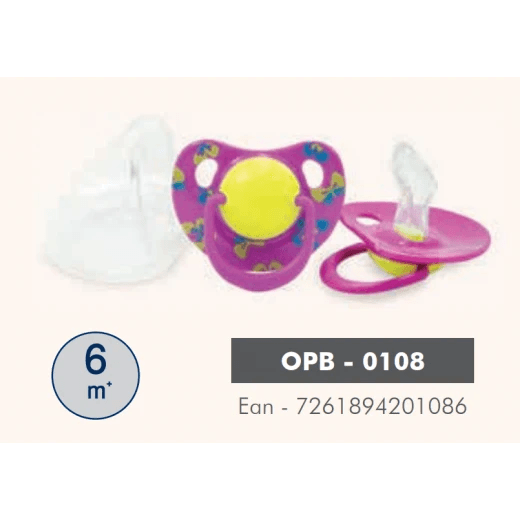 Optimal Orthodontic Silicone Pacifier 6+ Blue, Pink, Purple, White