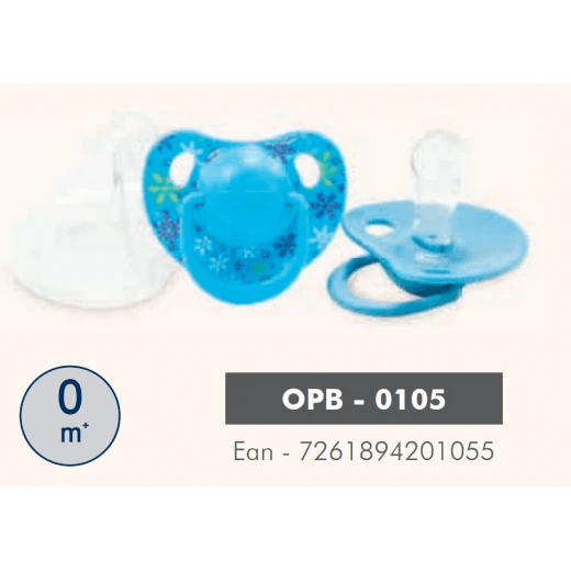 Optimal Round Nipple Silicone Pacifier 0+ Blue, Pink, Purple