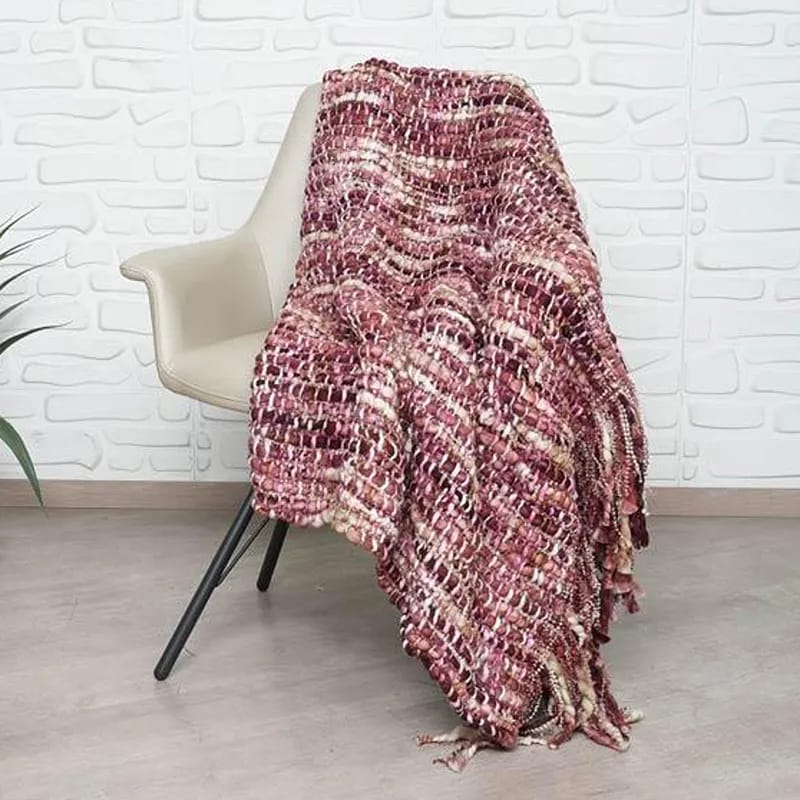 Nova Home "Picco" Handwoven Throw - 100% Acrylic - 130x170 cm - Fuchsia