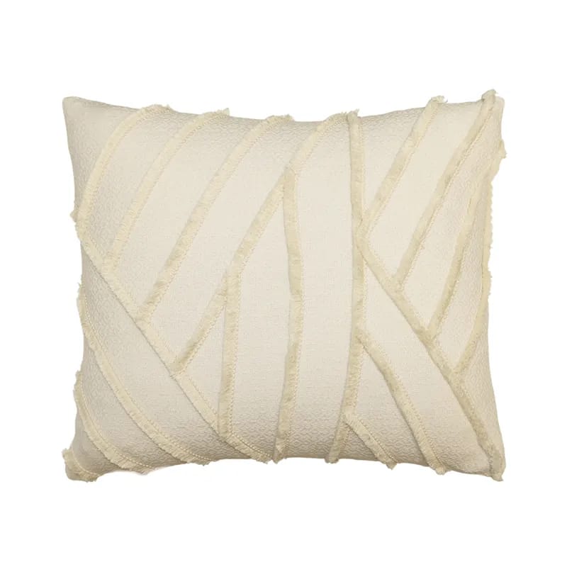 Nova Home Striata Hand-Embroidered Pillow Cover - 100% Cotton - 50x50 cm - Off White