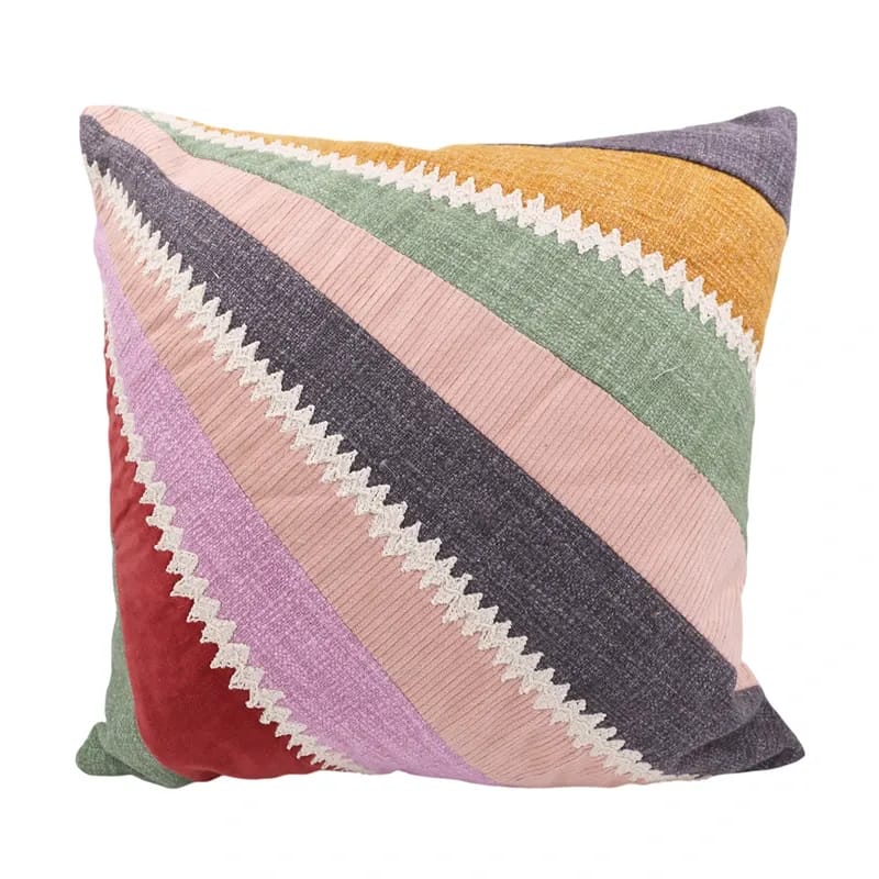 Nova Home Zest Hand-Embroidered Patchwork Pillow Cover – 45×45 cm – Multicolor