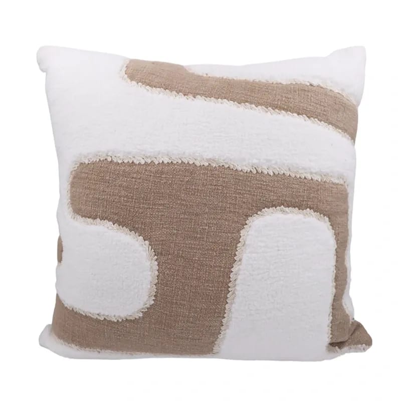 Nova Home Meander Hand-Embroidered Pillow Cover – Beige – 50×50 cm
