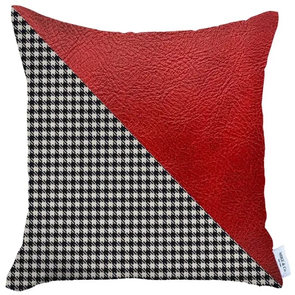 نوفا هوم غطاء وسادة "Boho Chic" جلد و جاكار - 45x45 سم - أحمر