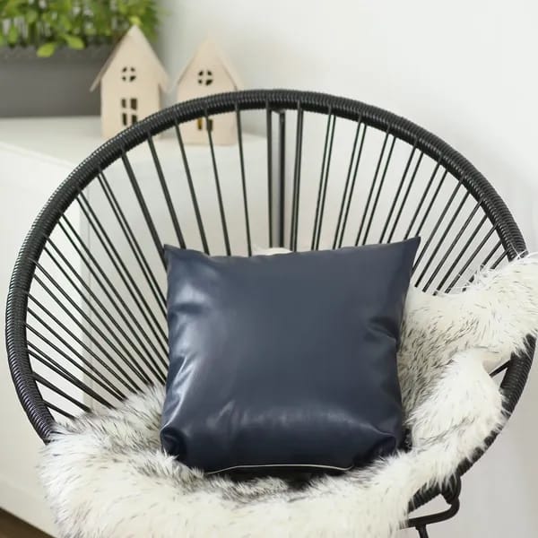 نوفا هوم غطاء وسادة "Boho Chic" جلد - 45x45 سم - ازرق داكن