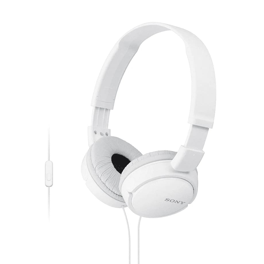 Sony MDR-ZX110AP Wired Extra Bass Headphones with Mic – White