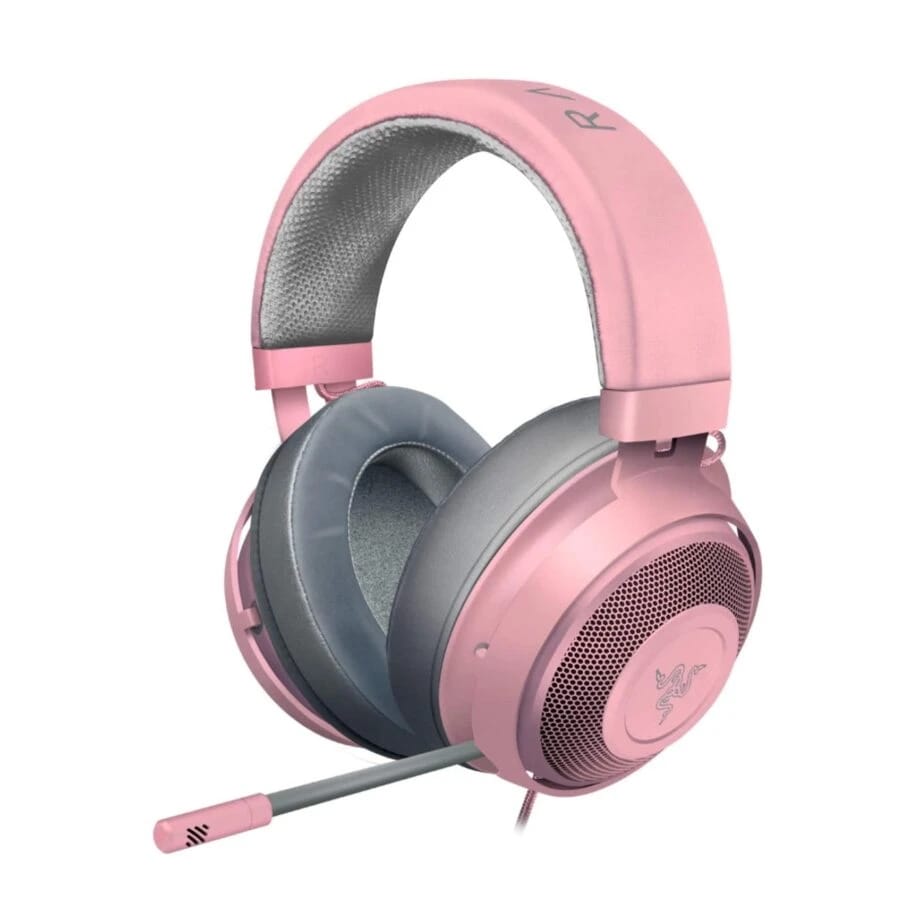 Razer Kraken Wired Gaming Headset Aluminum Frame – Retractable Noise Cancelling Mic – Pink