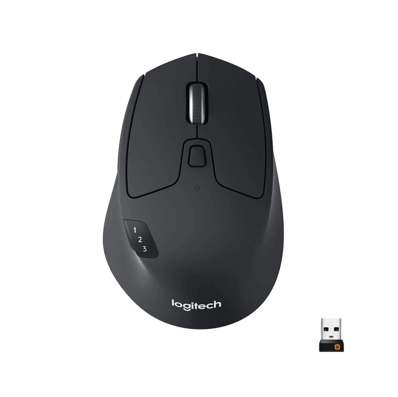 Logitech M720 Triathlon Wireless Mouse, Bluetooth, USB Receiver, 6 Buttons, Black
