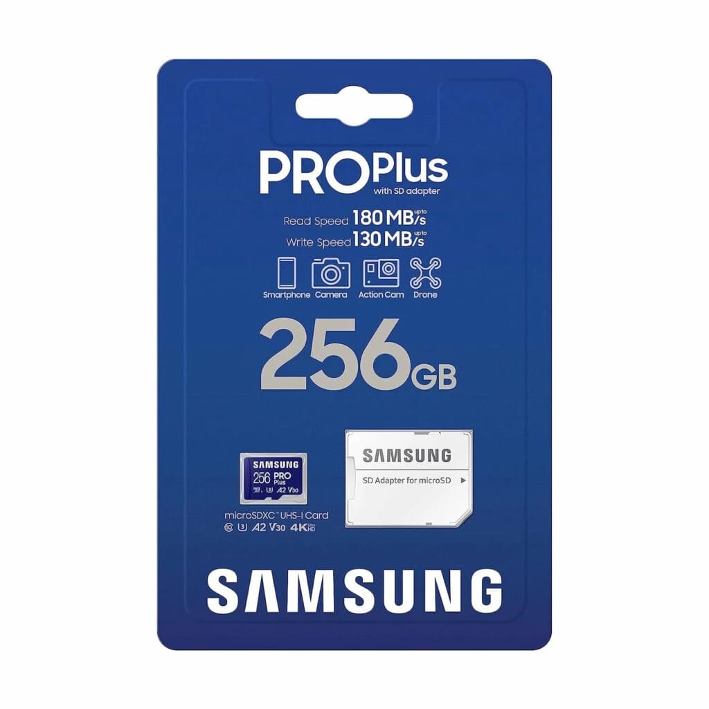 Samsung PRO Plus microSD Memory Card + Adapter, 256GB microSDXC, Up to 180 MB/s for 4K UHD