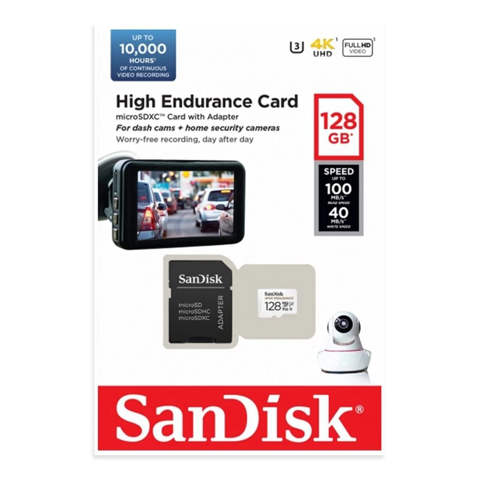 SanDisk 128GB High Endurance Micro SD Card for Dash Cameras and Surveillance