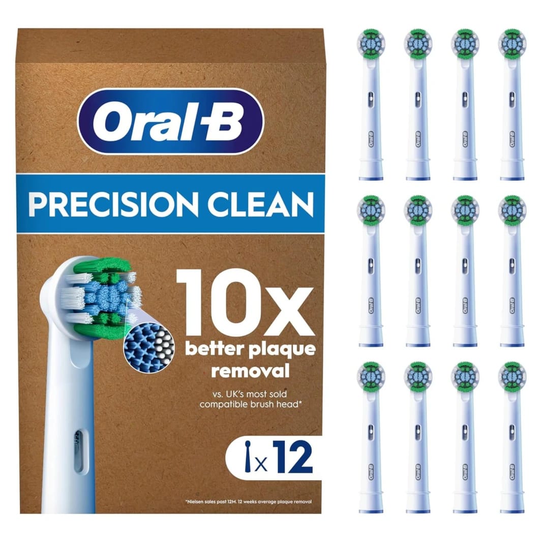 Oral-B Precision Clean PRO Electric Toothbrush Heads with CleanMaximiser Technology – 12 Pack