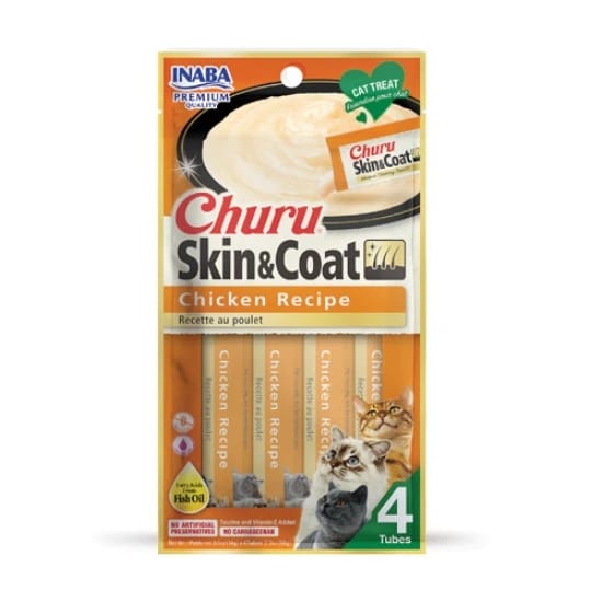 CHURU SKIN & COAT وصفة الدجاج INABA مكافأت الكريمة