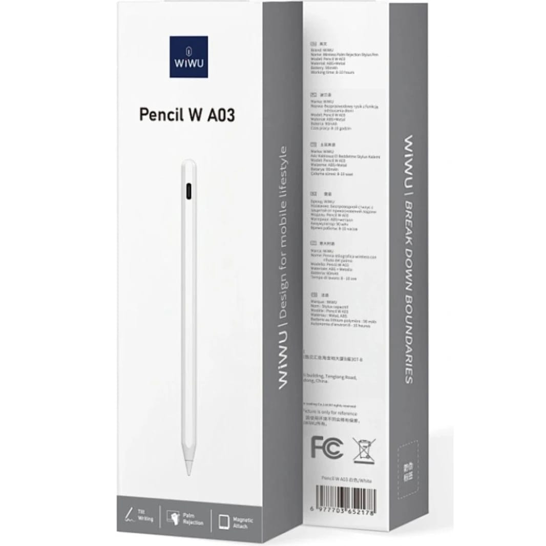 قلم Wiwu Pencil W A03 للشحن المغناطيسي لأجهزة الآيباد - أبيض