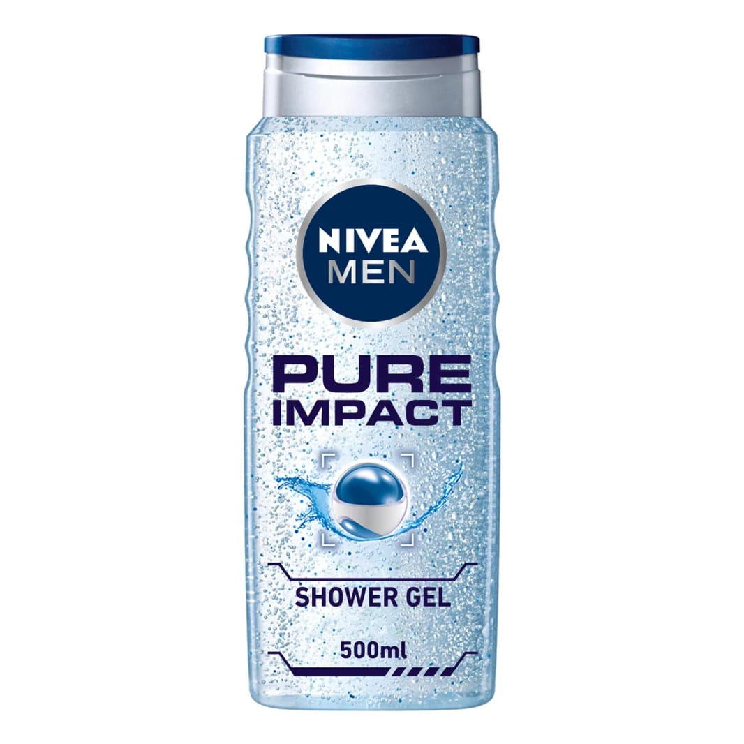 NIVEA Men Pure Impact Refreshing Shower Gel with Activated Particles for All Skin Types, 500ml