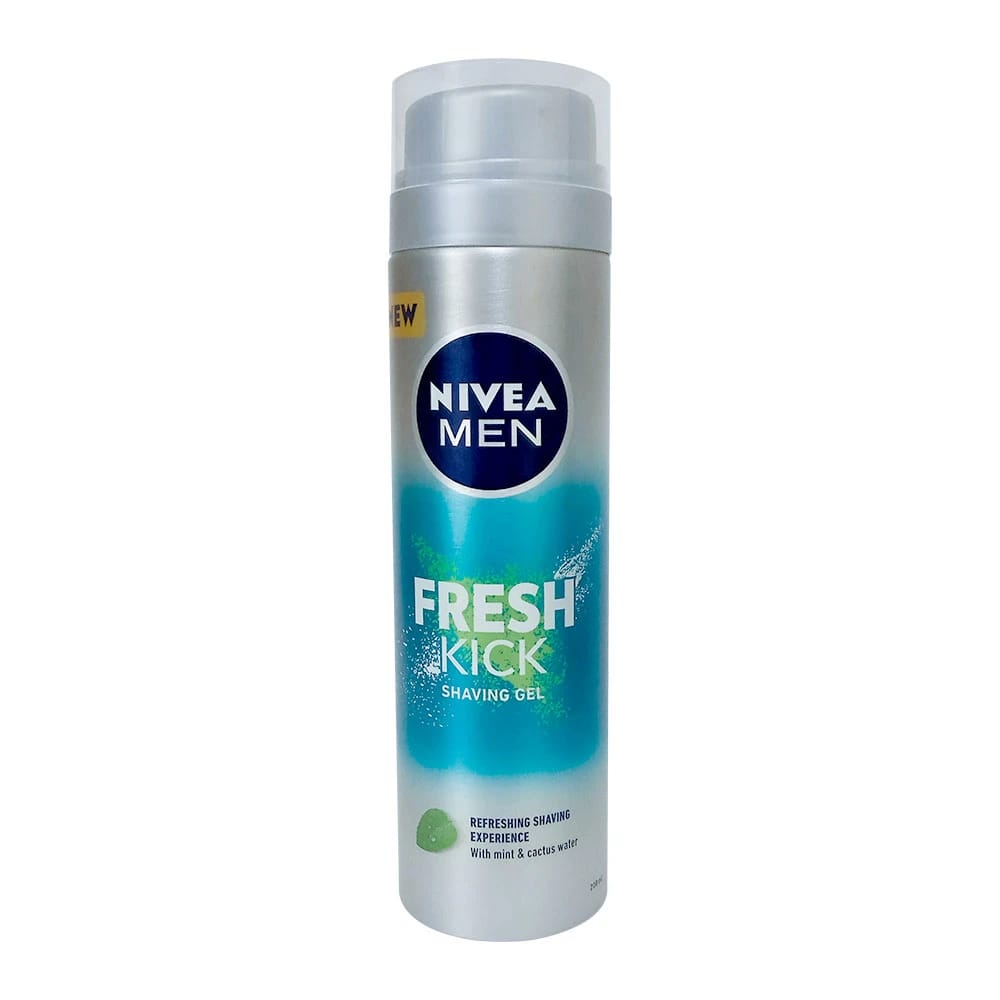 Nivea Men Fresh Kick Shaving Gel with Mint and Cactus Water for Refreshing Shave and Comfort Experience