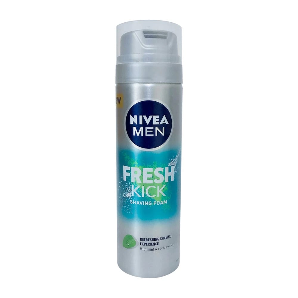 Nivea Men Fresh Kick Shaving Foam with Mint and Cactus Water for a Refreshing Shaving Experience Ideal for Men