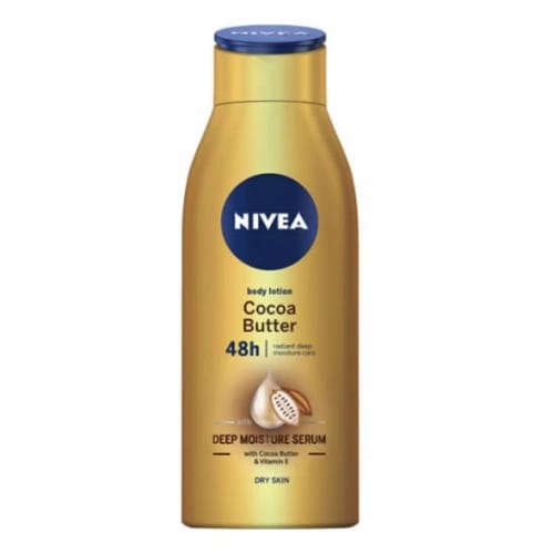NIVEA Body Lotion Cocoa Butter for Deep Moisture for Dry Skin with Deep Moisture Serum and Vitamin E 48h