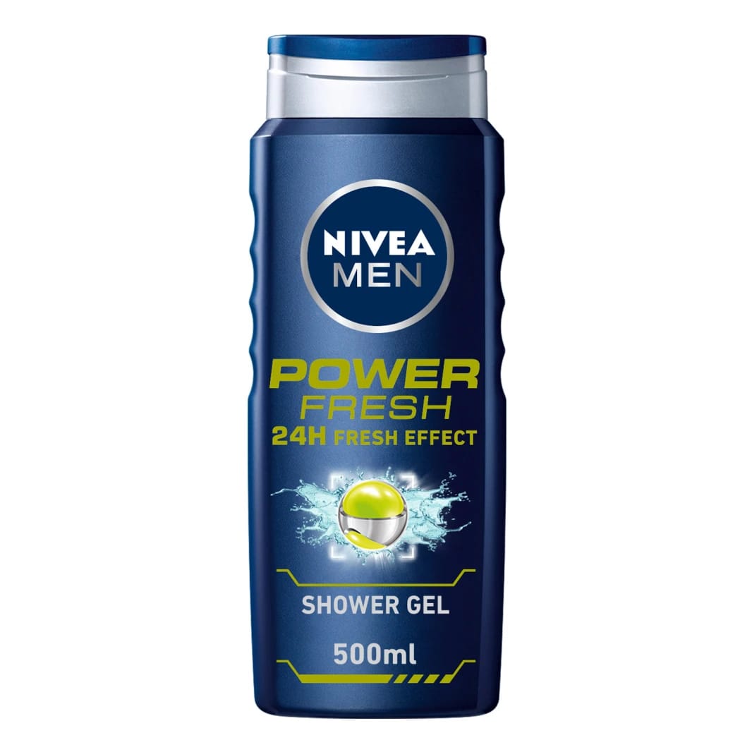 NIVEA Men Power Fresh Shower Gel with 24H Long-Lasting Fresh Effect Specially Designed for Men's Daily Freshness.