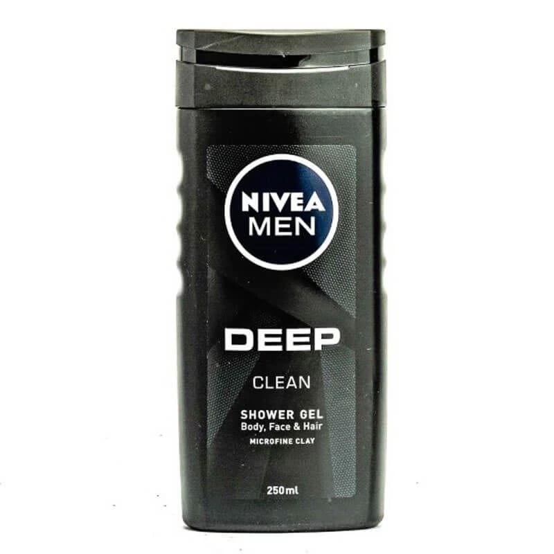 NIVEA Men Deep Clean Shower Gel with Microfine Clay for Men's Body, Face and Hair Use