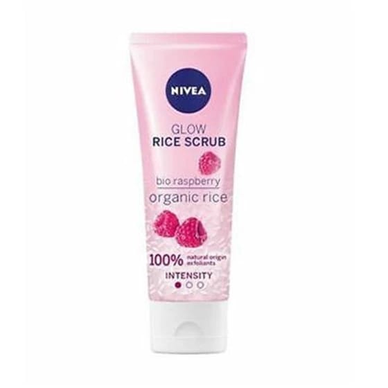 Nivea Glow Rice Face Scrub with Raspberry Extract for Gentle Exfoliation and Skin Care for Women