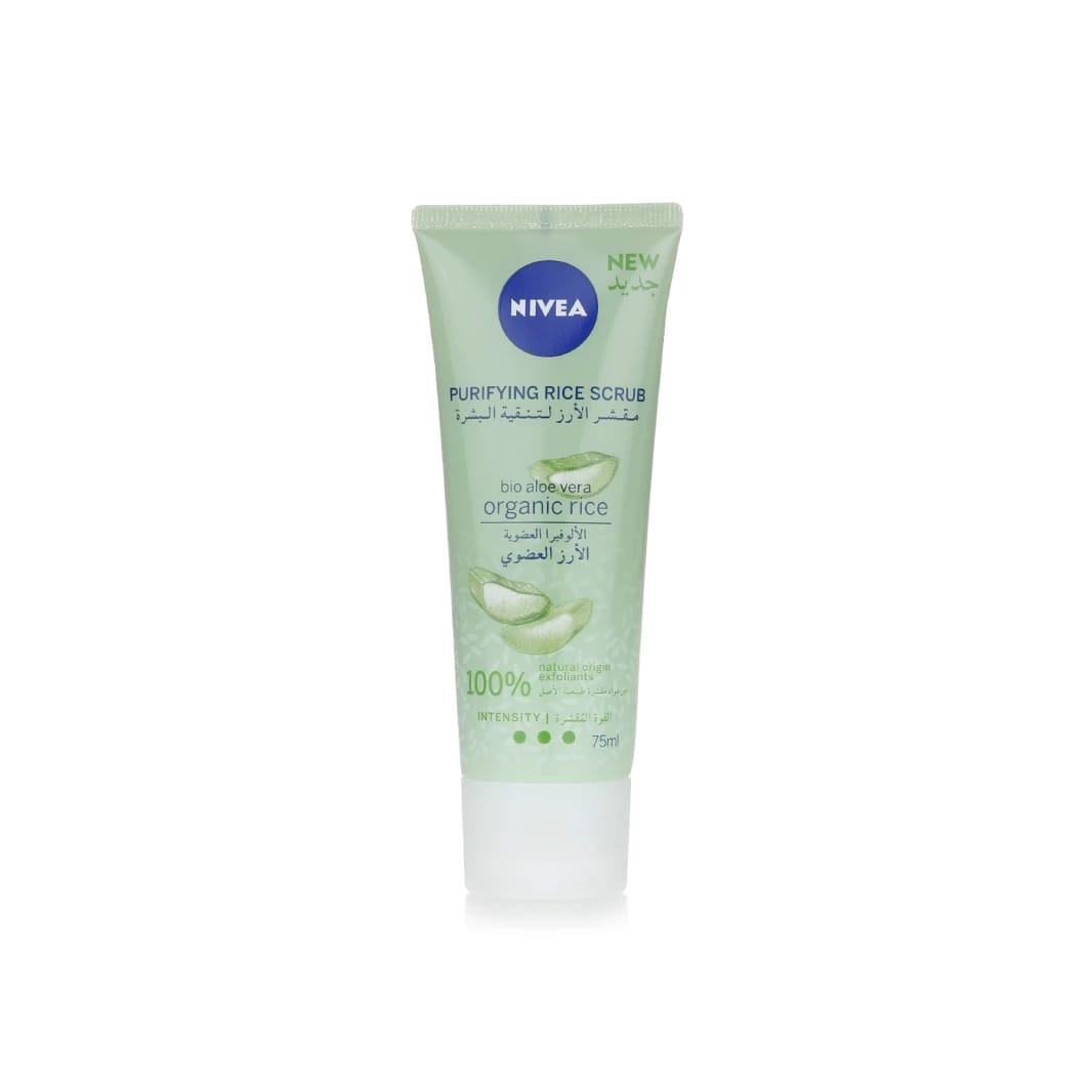 NIVEA Purifying Rice Scrub with Aloe Vera and Organic Rice for Face Care for Men and Women for Sensitive and Combination Skin