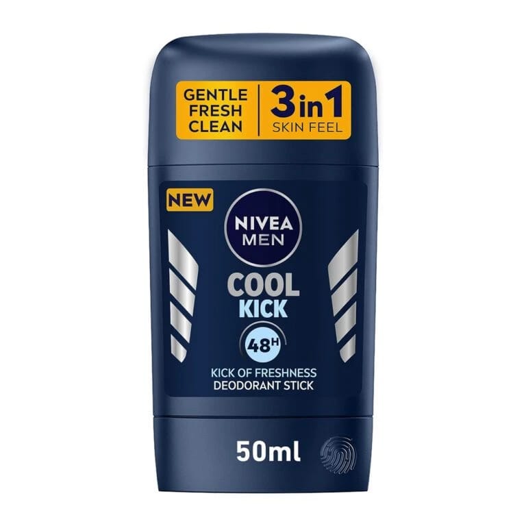 NIVEA Men Cool Kick Deodorant for Men with Refreshing Scent, 48-Hour Long-Lasting Stick, 50ml for Gradual Soft Skin Feel
