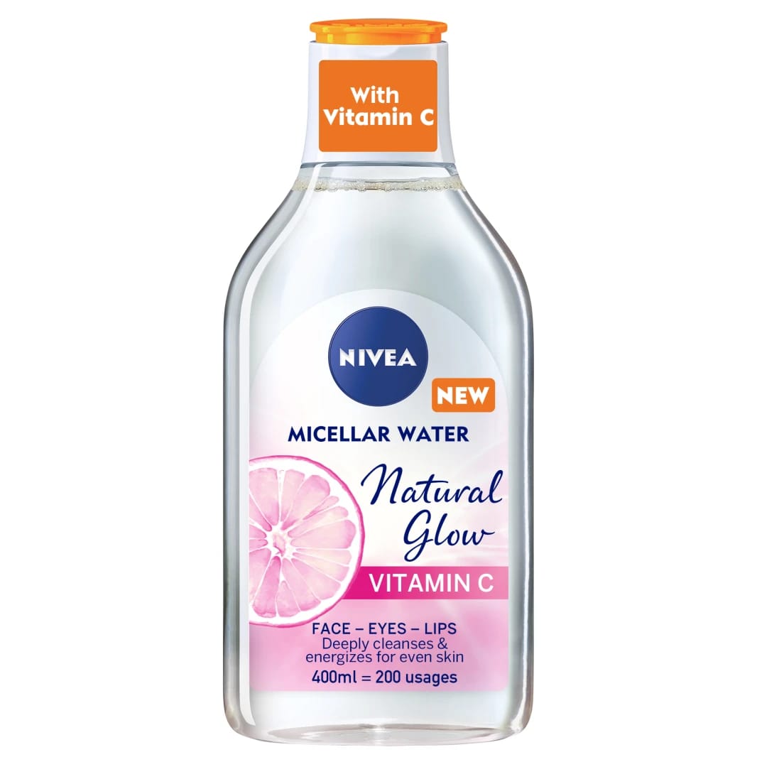 Nivea Micellar Water Natural Glow with Vitamin C, for Radiant Skin and Bright Eyes, Suitable for All Skin Types