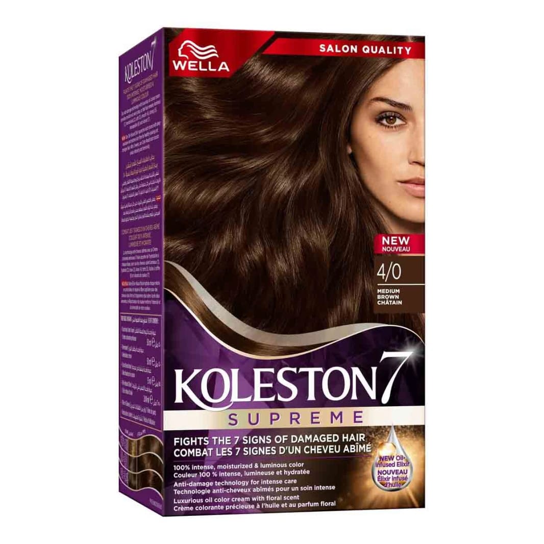 Koleston Supreme Medium Brown Hair Dye for Women with Salon Quality and Oil Infused Elixir to Fight Hair Damage