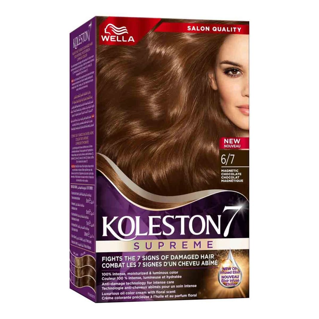 Koleston Supreme Magnetic Hair Color 6/7 for Damaged Hair, Oil-Enriched Formula for Women Seeking Lasting Elegance and Healthy Hair.