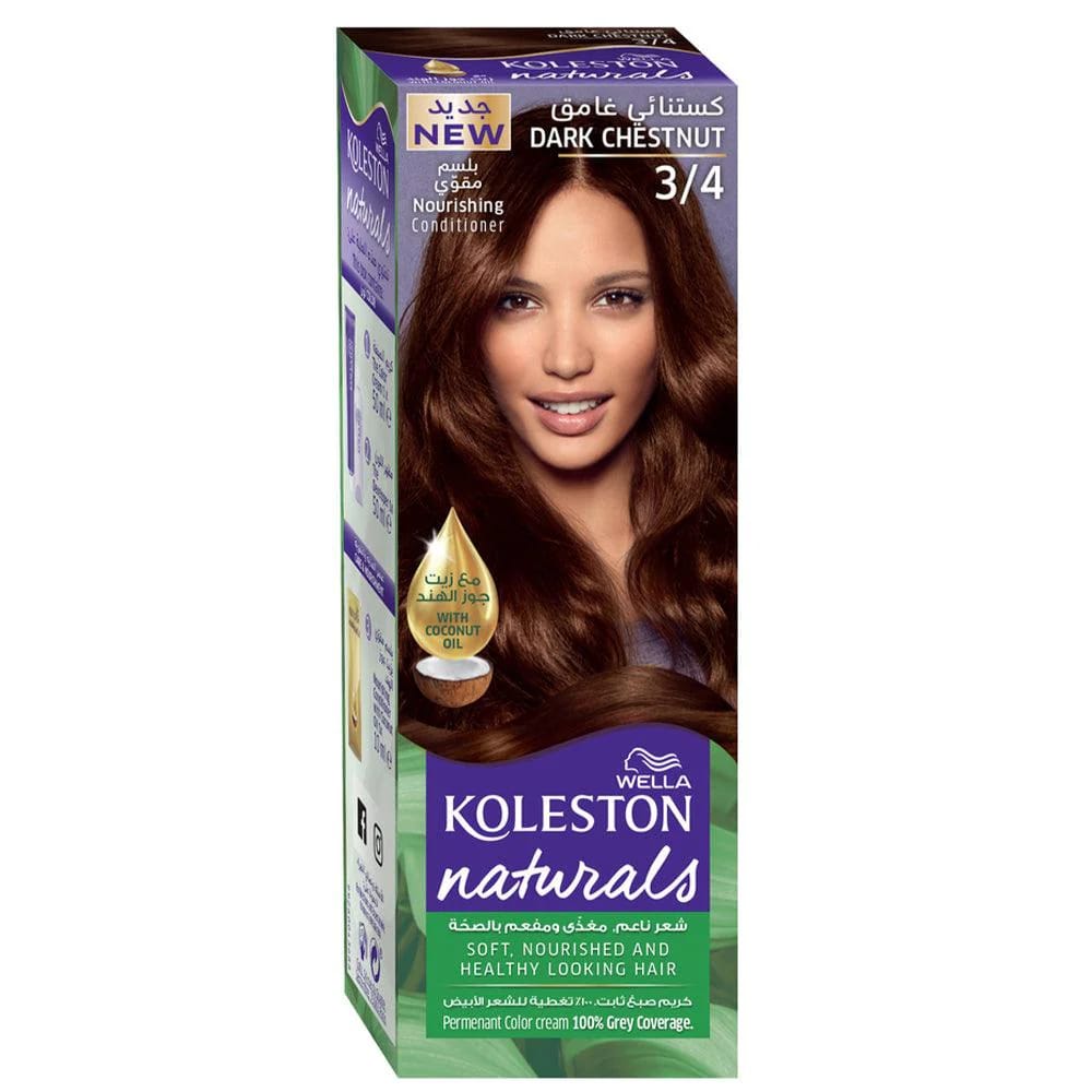 Wella Koleston Naturals Dark Chestnut with Coconut Oil for Women, Achieve Soft, Nourished, Healthy Hair.