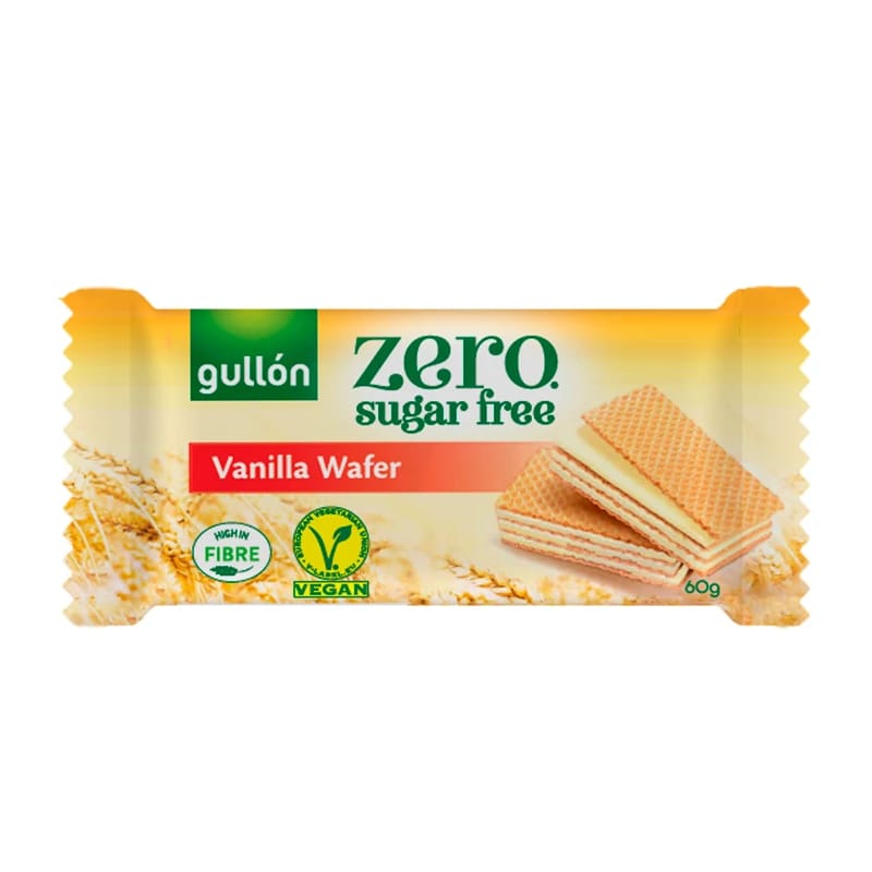 Gullón Zero Sugar Free Vanilla Wafer, High Fiber, Vegan, Ideal for Health-Conscious Delicious Snack Lovers