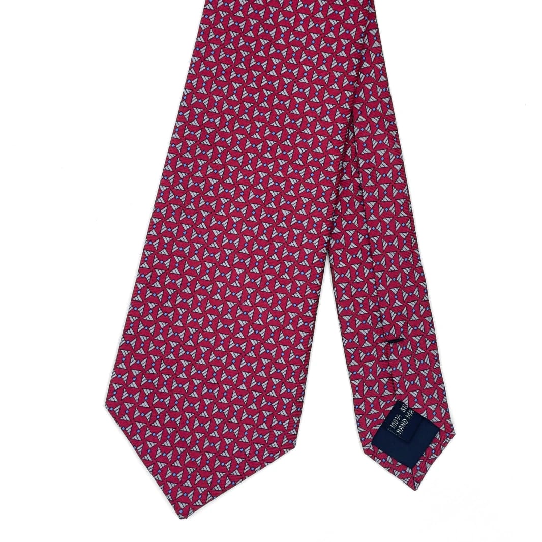 Tessellated Triangles Silk Tie – Red & Blue