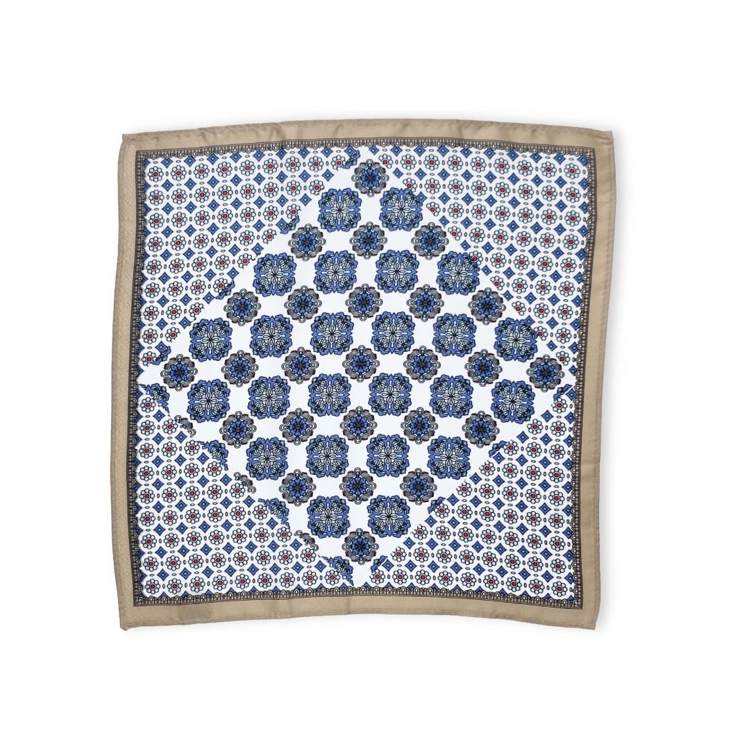 Floral Silk Pocket Square – White