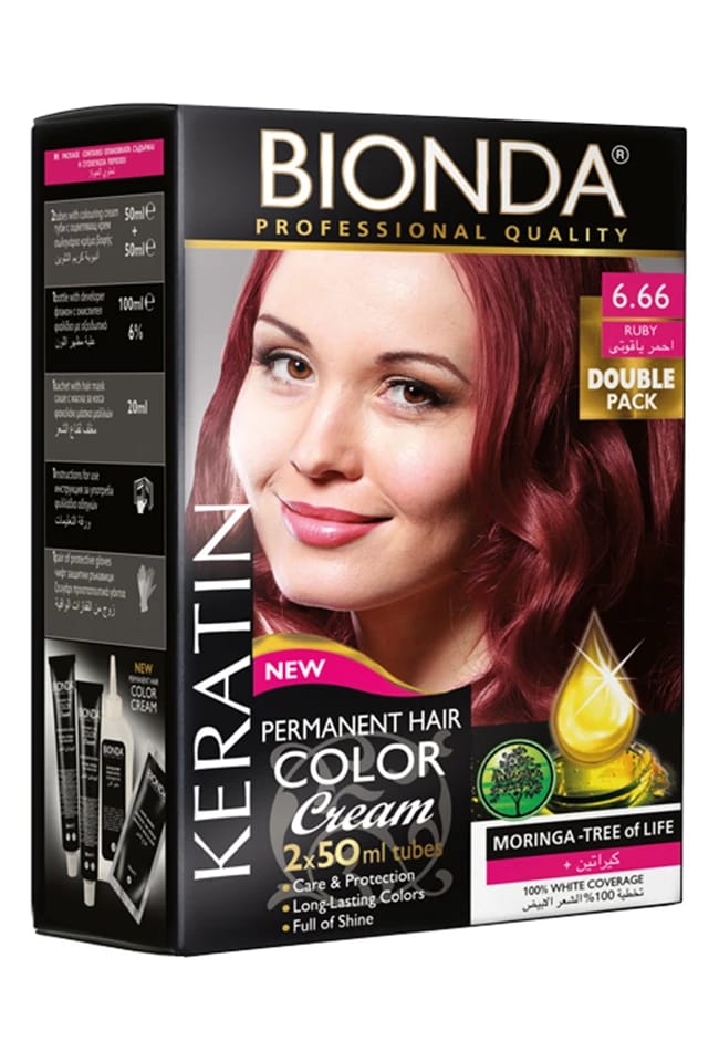 Bionda Permanent Ruby Hair Color 6.66 Double Pack 50ml