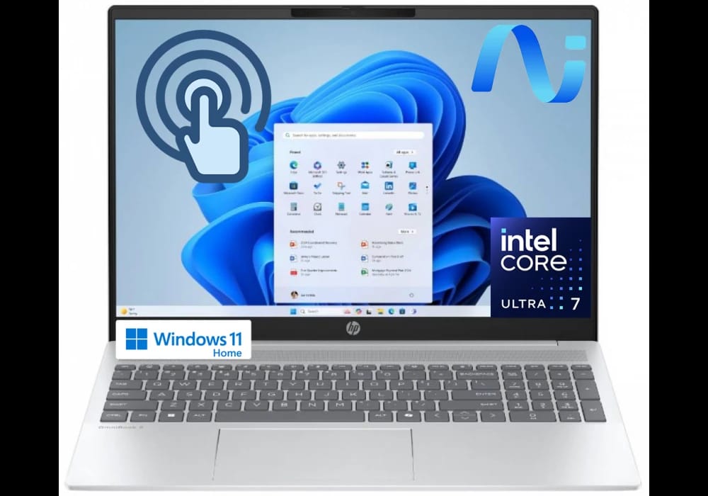 HP OmniBook 5 Laptop AI 16 with Intel Core Ultra 7, 16GB RAM, 512GB SSD, 16" 2K Touch Screen