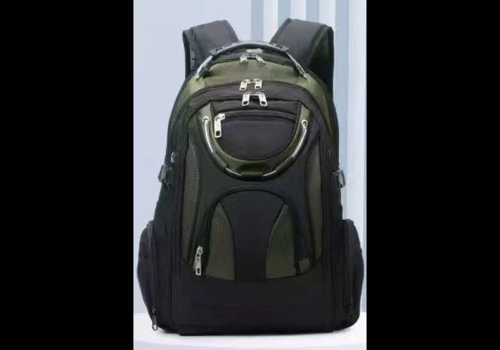 Large Capacity Expandable USB Charging Business Backpack for 17.6" Laptops - Black & Green